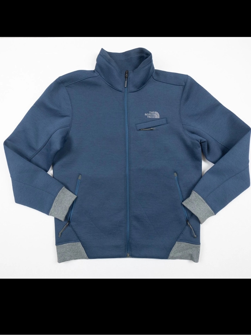 North Face Jacket Mens Large Blue Thermal 3D Full Zip Jersey Knit Adult LG